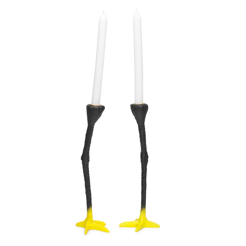 Jasmin Djerzic Longs Legs Kandelaar Set van 2 | Zwart & Geel