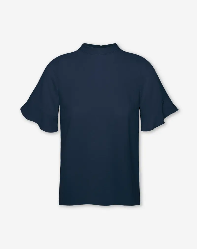 JULIE RUFFLE TOP MARINEBLAUW