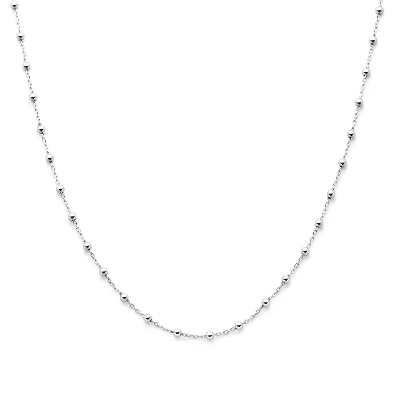 'Juno' 925 gerhodineerd zilveren bolletjes ketting