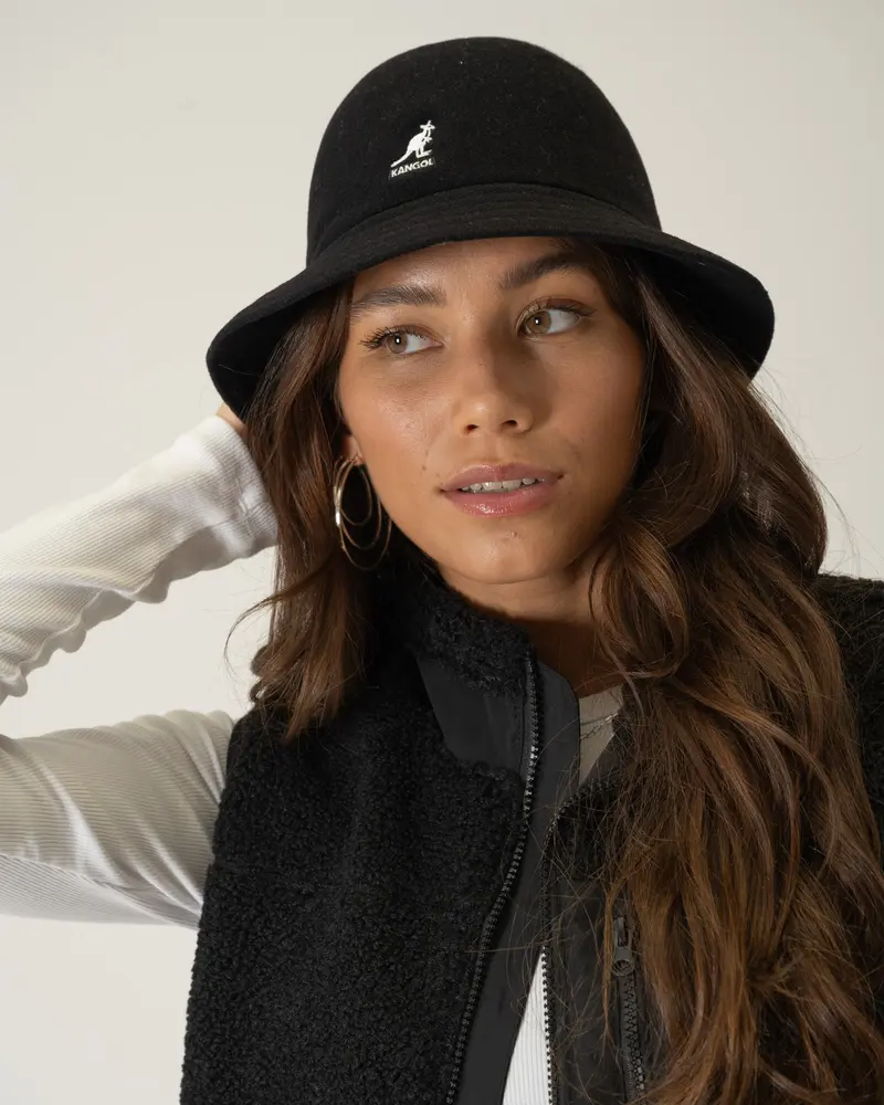 KANGOL Wool Casual Black Bucket Hat