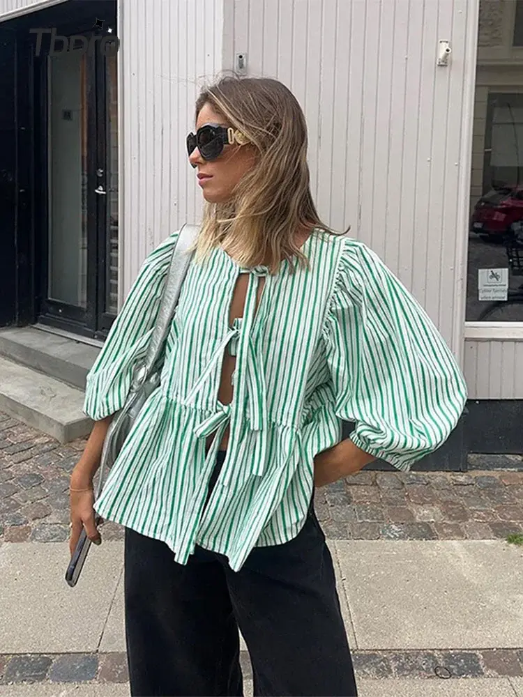 Karierte Damenbluse mit Puffärmeln – Maeve Herbstzauber Edition