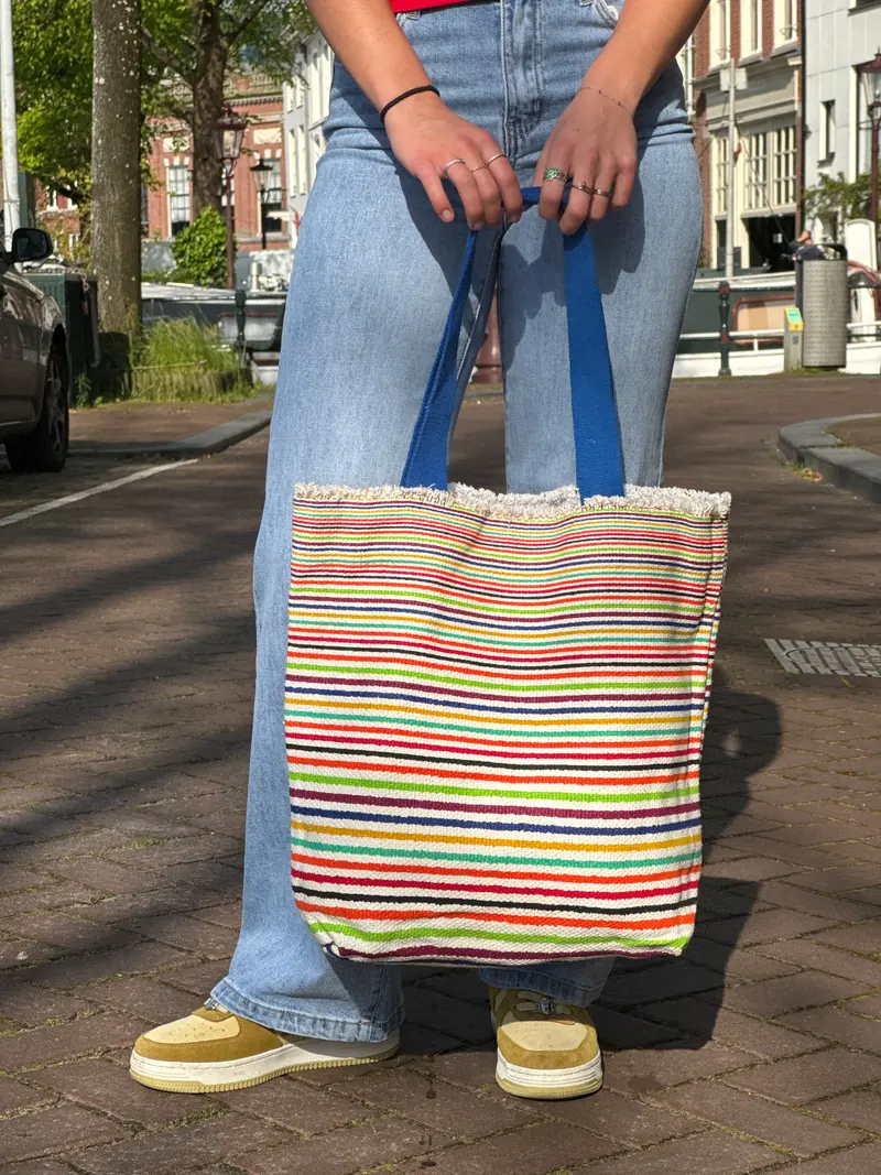katoenen gestreepte zomertas