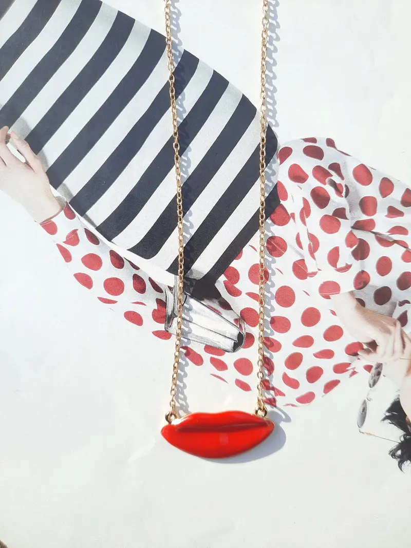 ketting roestvrij staal met hanger rode mond