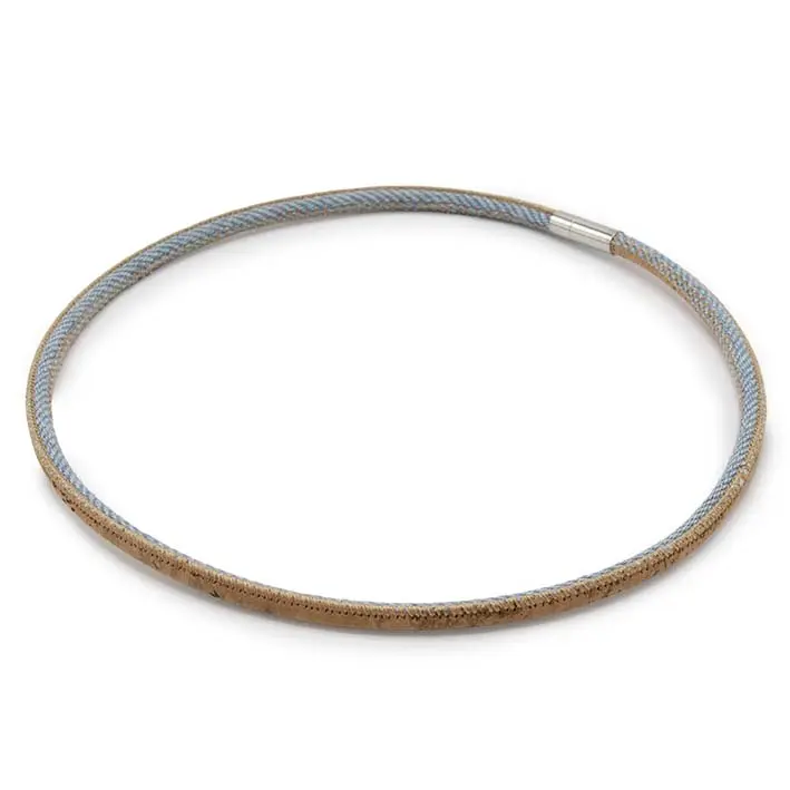 Ketting van denim en kurk 1  lijns, lichtblauw