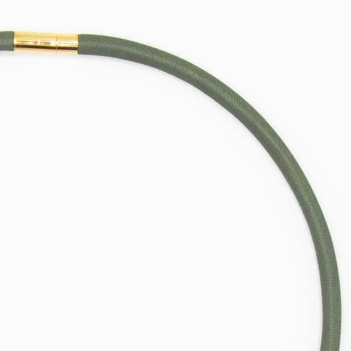 Ketting van leer, olijfgroen, 1-lijns