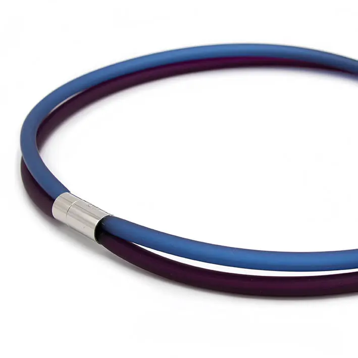 Ketting van rubber, aubergine/montan, 2-lijns