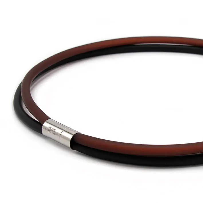 Ketting van rubber, bruin/zwart, 2-lijns