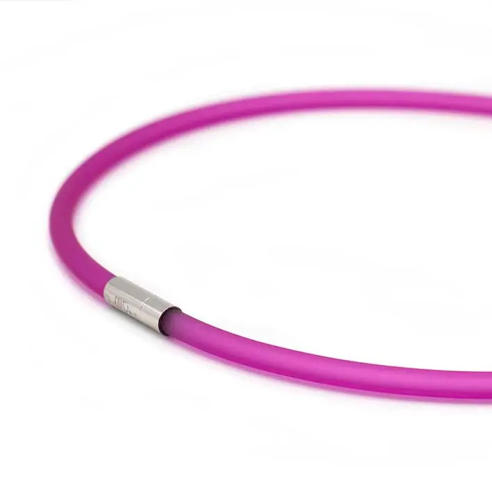 Ketting van rubber, fel roze, 1-lijns