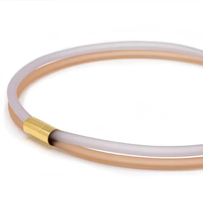 Ketting van rubber, lichtgrijs/champagne, 2-lijns