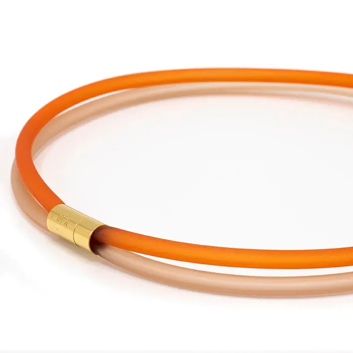Ketting van rubber, oranje/champagne, 2-lijns
