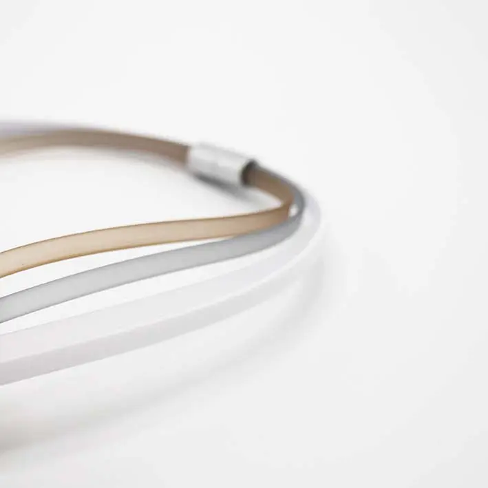 Ketting van rubber Ribbon, naturel, 4-lijns