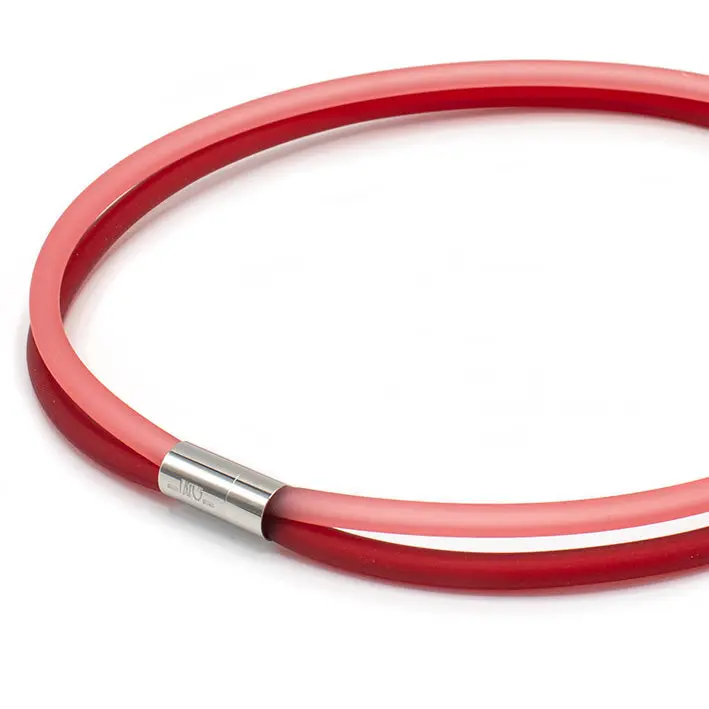 Ketting van rubber, rood/koraal, 2-lijns