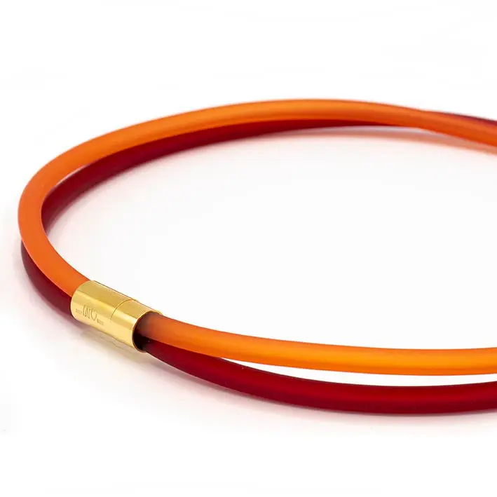 Ketting van rubber, rood/oranje, 2-lijns
