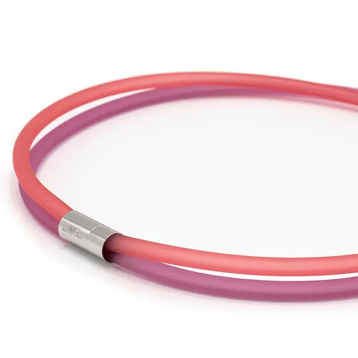 Ketting van rubber, roze/koraal, 2-lijns