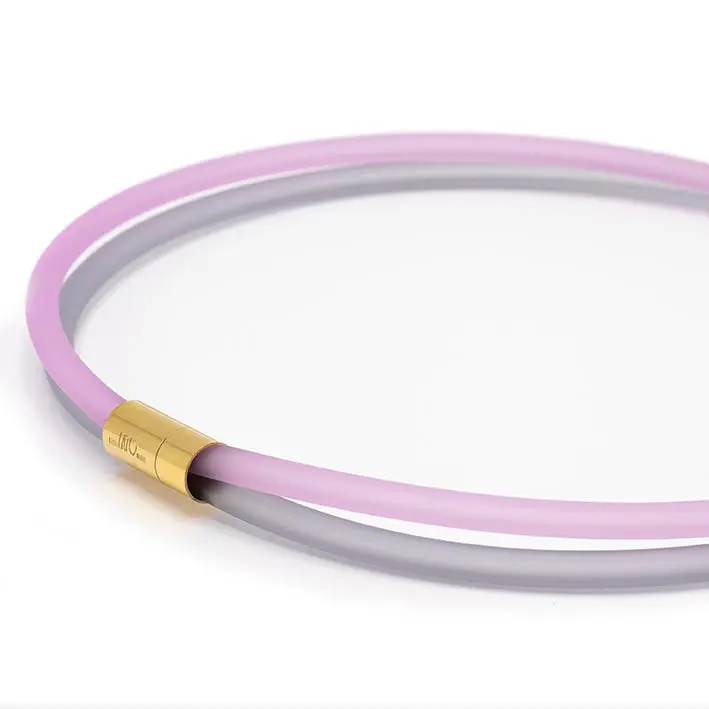 Ketting van rubber, roze/lichtgrijs, 2-lijns