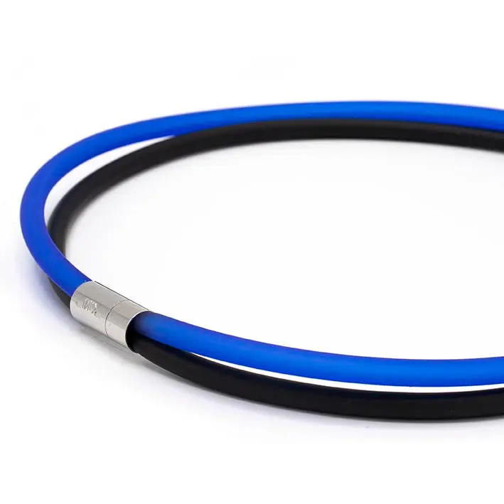 Ketting van rubber, zwart/kobalt, 2-lijns