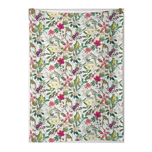 Keukendoek Tropical Jungle Katoen wit 70x50cm