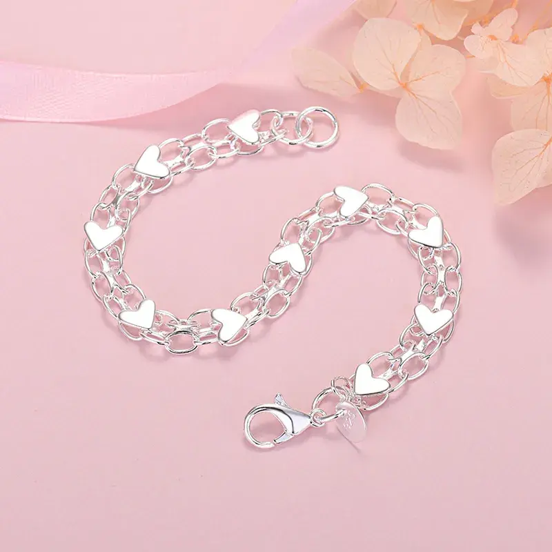 Klassisches Herzarmband aus Sterlingsilber