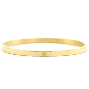 Klavertje -  Lief Label - Bangle Steel Armband - Goudkleurig