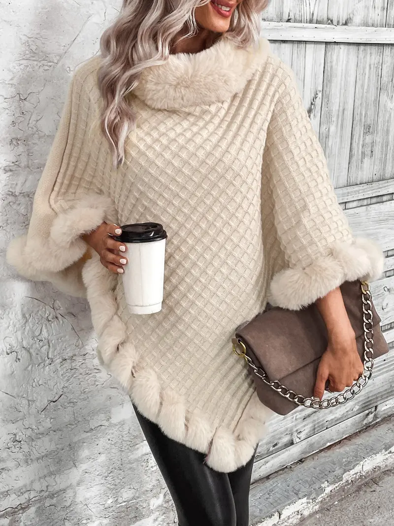 Komfortabler Damen Winterponcho – Aurora Winterzauber