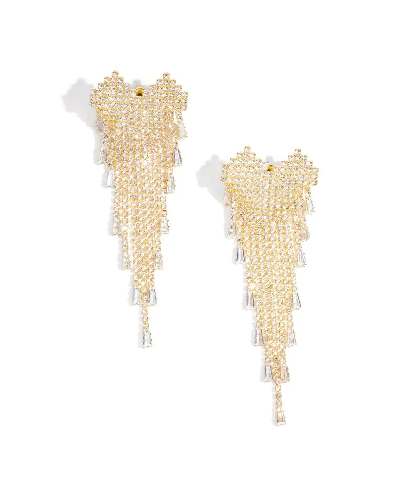 Koperen Oorbellen Statement party - Strass waterval