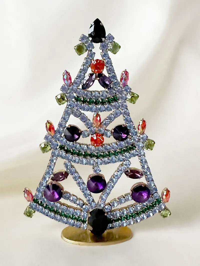 Kristalglazen staande kerstboom met uraniumglas
