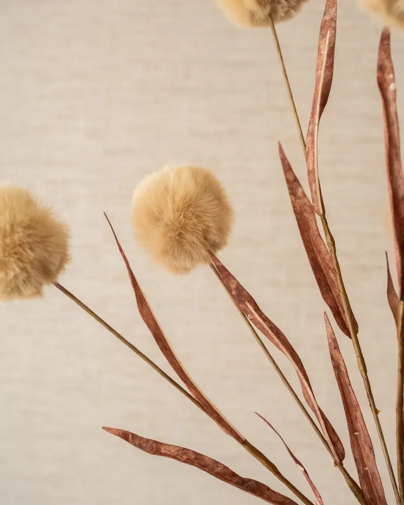 Kunstbloem Fluffy Pompom Beige