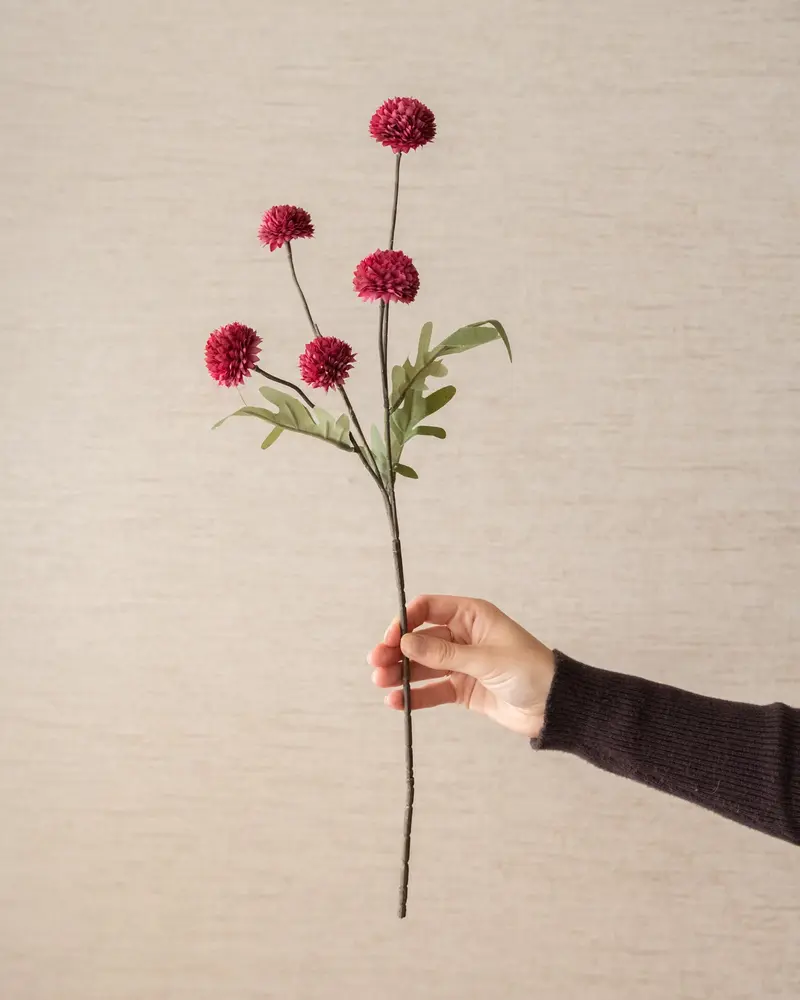 Kunstbloem Pompom Bordeaux