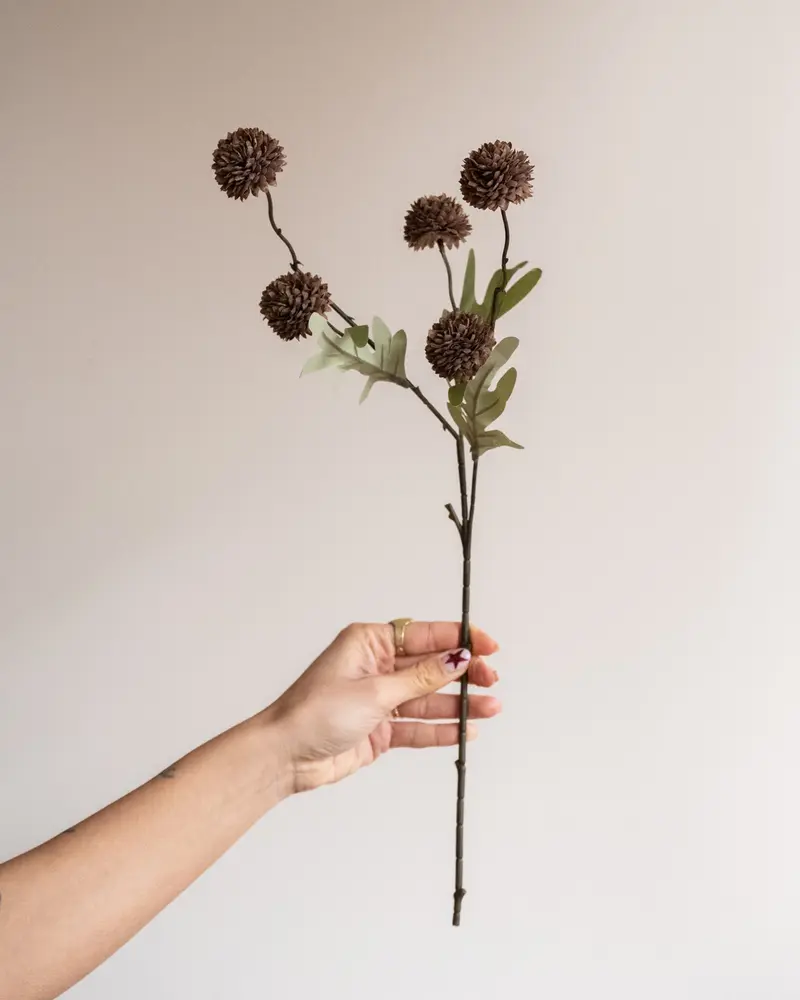 Kunstbloem Pompom Bruin