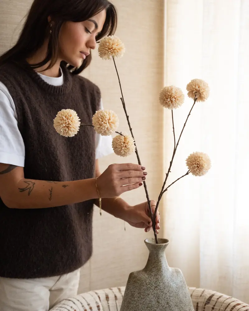 Kunstbloemen Pompom Cream - Groot