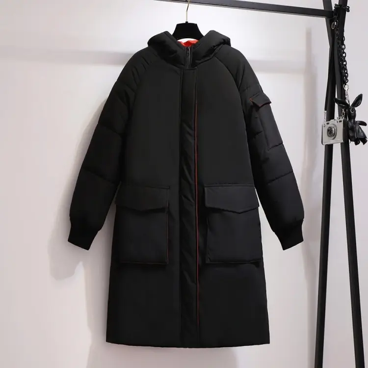 Lange wattierte Winterjacke in Übergröße