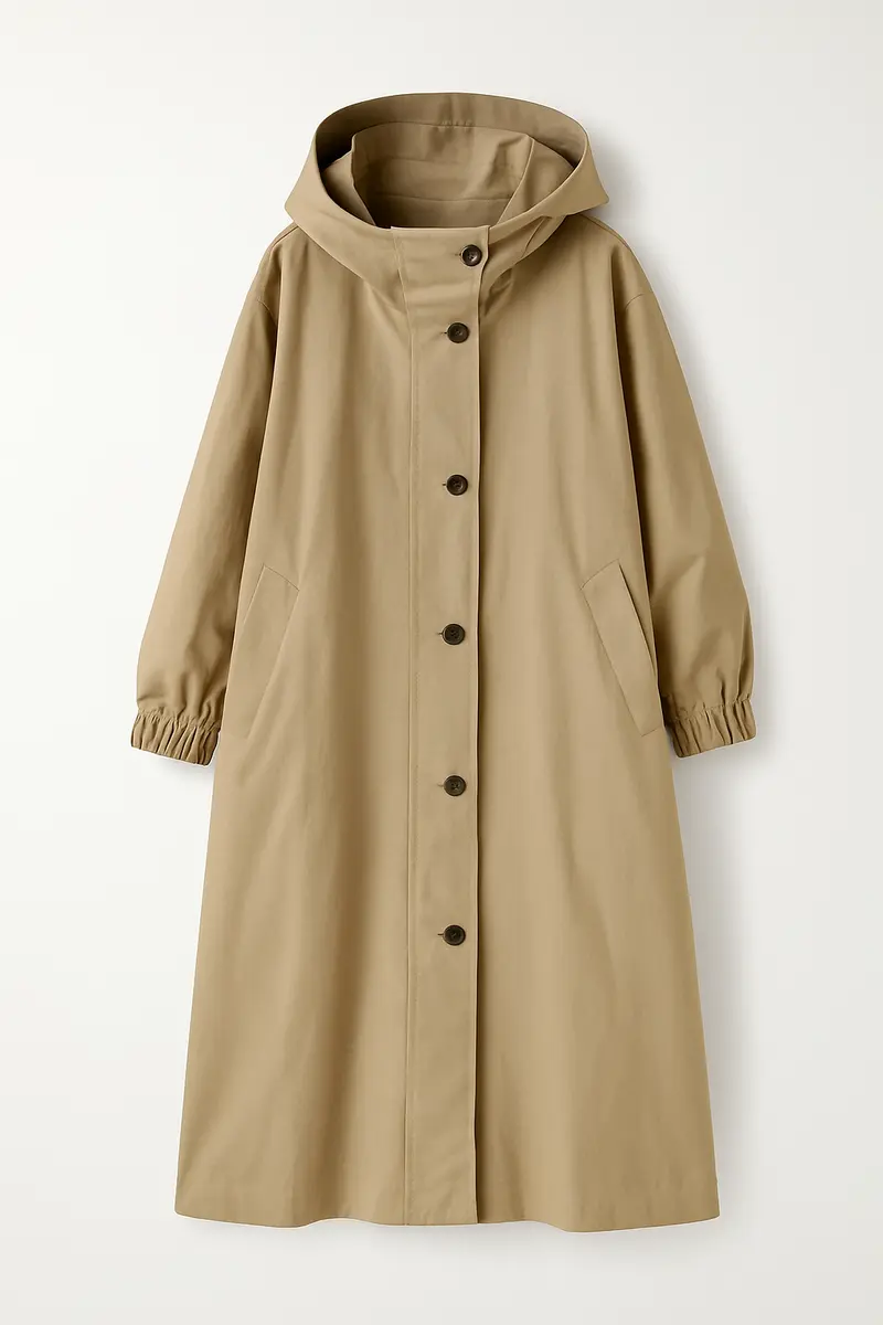 Langer Damen Trenchcoat mit Kapuze – Ranya Herbstedition