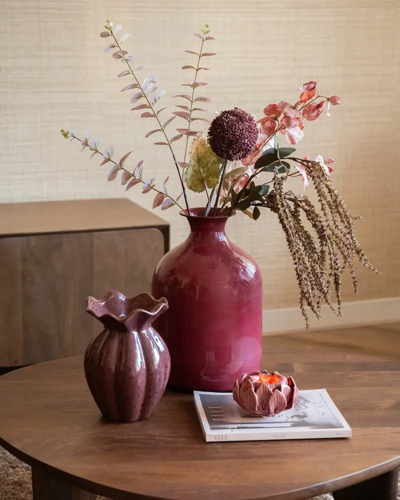 Large Deco Vaas Metal Burgundy