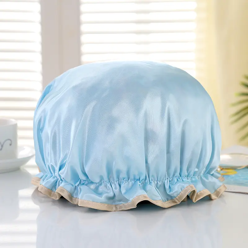 LARGE Shower cap for full hair / curls - Light blue
