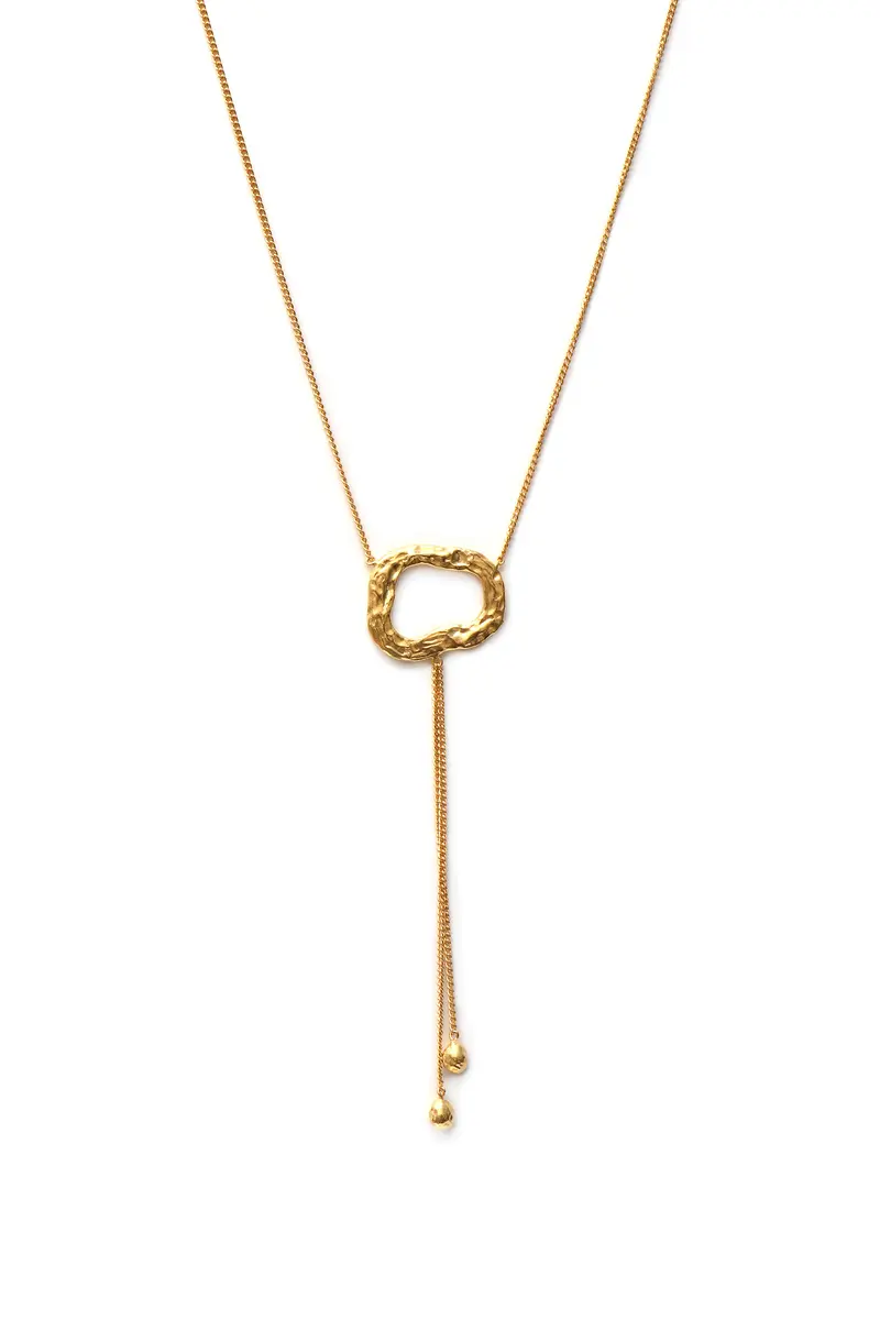 Lariat Circle Necklace Gold