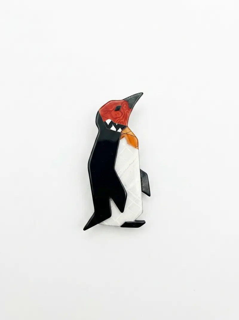 Lea Stein Penguin Brooch in Rhodoid
