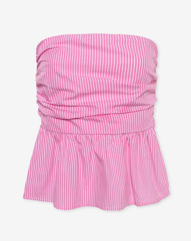 LEIA STRIPE PEPLUM TOP ROZE