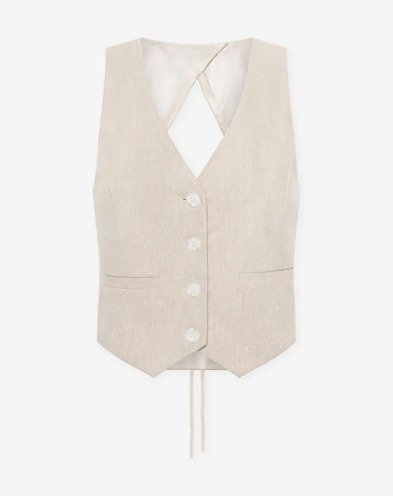 LIZZIE LINEN OPEN BACK GILET BEIGE