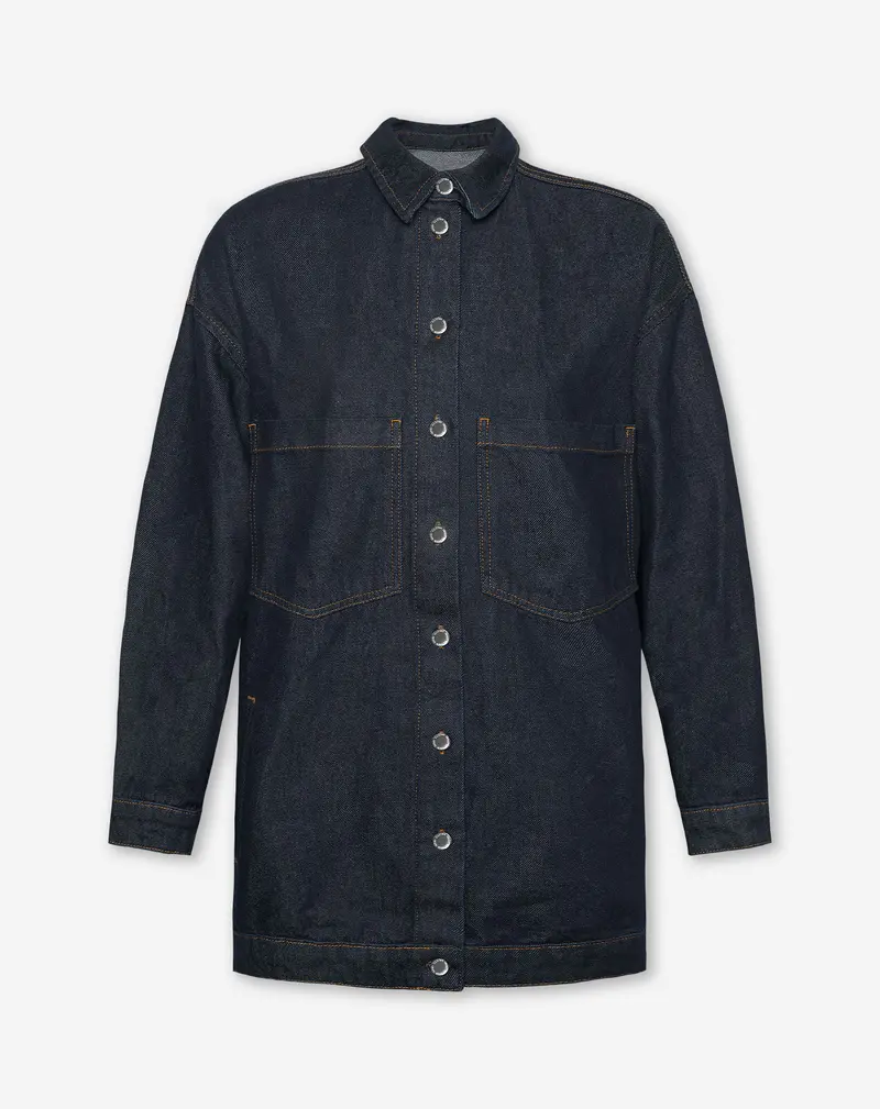 LONG DENIM SHACKET DONKERBLAUW