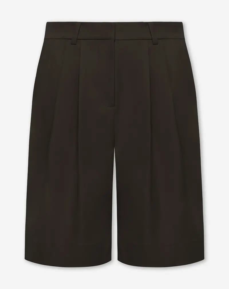 LORNA PLEATED LONG BERMUDA BRUIN