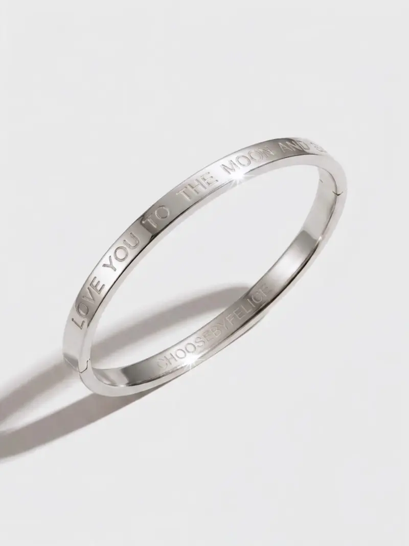 Love You To The Moon And Back Bracelet Silver