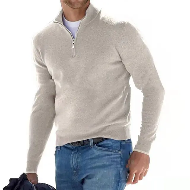 Luca Belloni Merino V-Ausschnitt Pullover mit Reißverschluss - Herbstzauber Edition