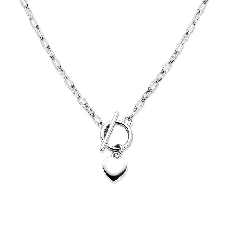 'Lucia' 925 gerhodineerd zilver ketting hartje kapittelslot