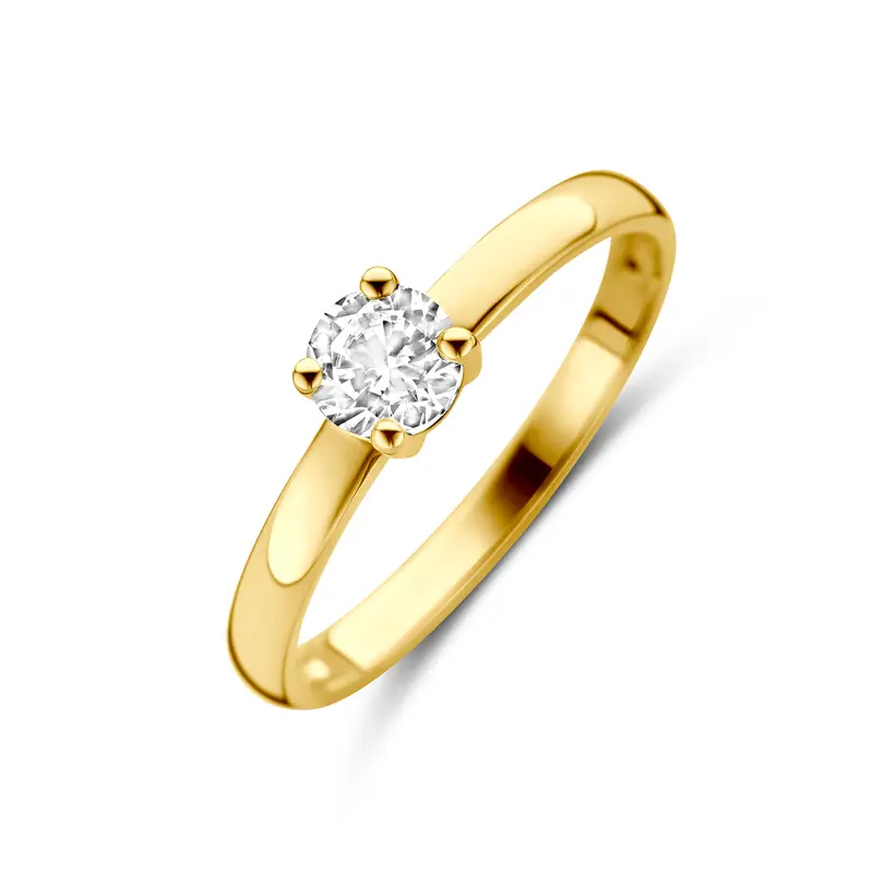 'Luise' 14 karaat gouden ring met zirkonia
