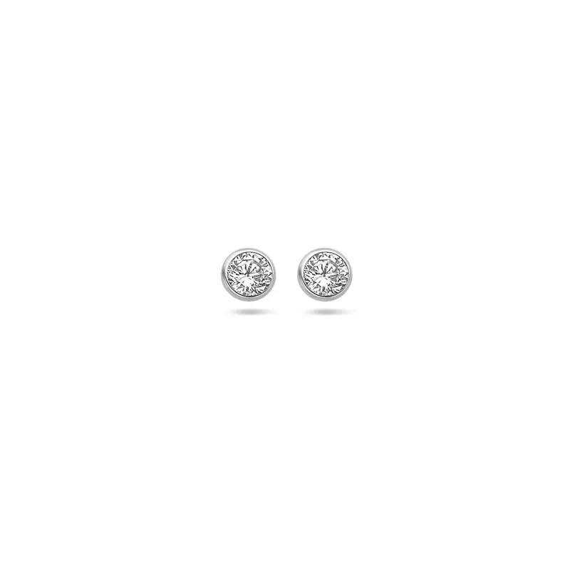 'Lumi' 14 karaat witgouden oorknoppen zirkonia 3,5 mm