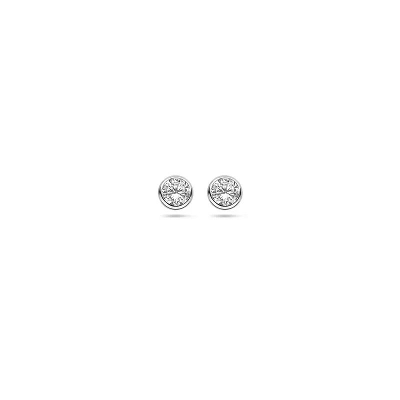'Lumi' 14 karaat witgouden oorknoppen zirkonia 3 mm