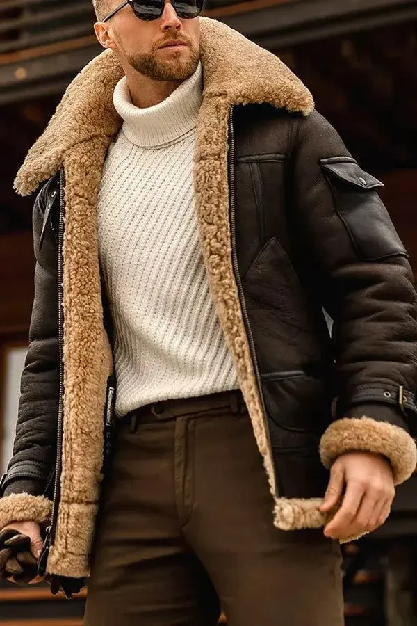 Luxuriöse Winter-Lederjacke für Herren - Oliver