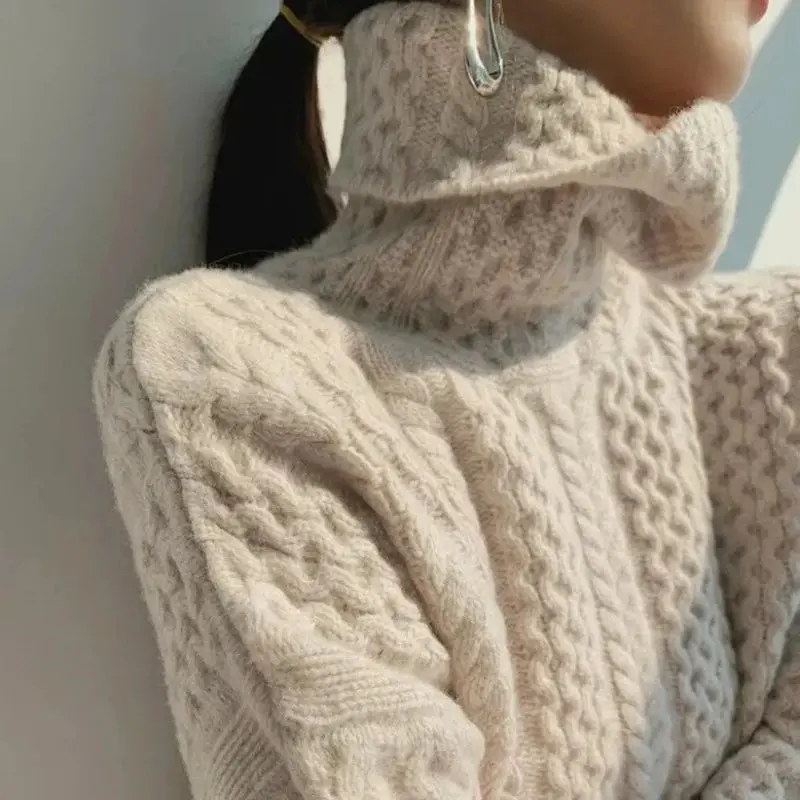 Luxuriöser Winter-Kaschmir-Rollkragenpullover mit Karomuster – Celeste