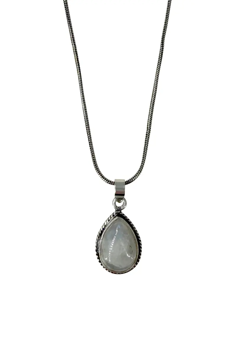 Maeve Moonstone Necklace 50cm - Silver Plated