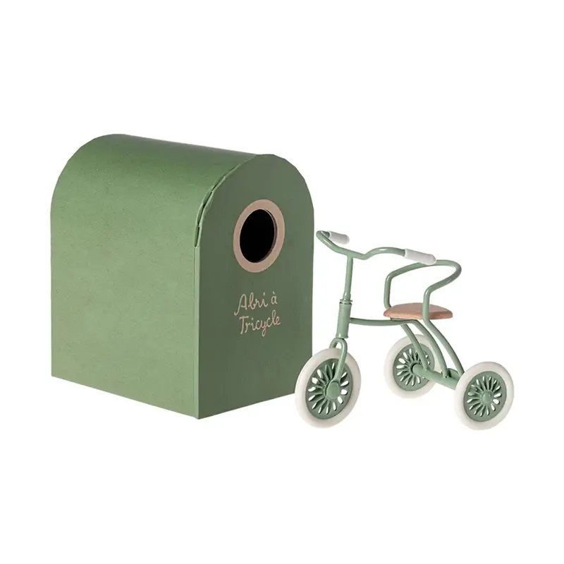 Maileg abri a Tricycle green mouse